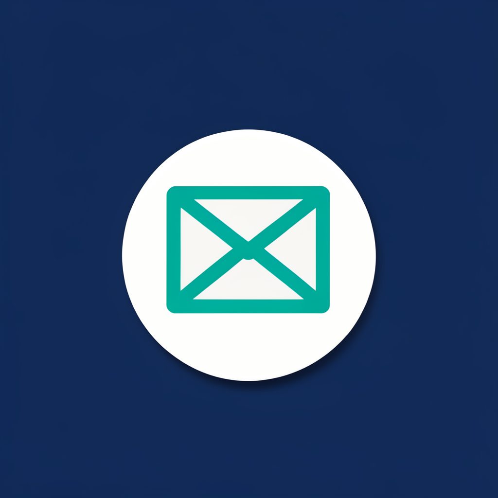 Small circular icon in teal and white showing an envelope outline on a navy background